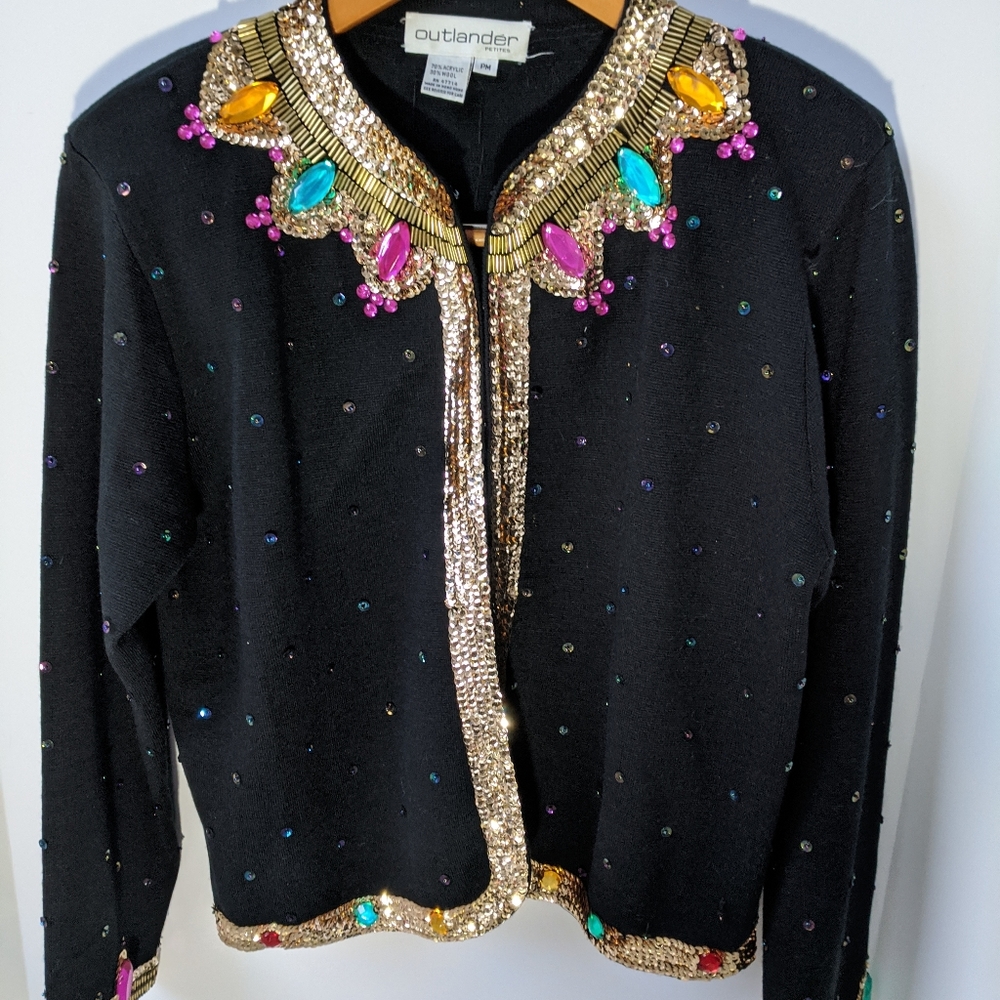 Outlander petite 80's sequins sweater